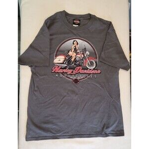 Harley-Davidson Simi Valley CA Pin Up Girl Motorcycle T-Shirt Gray Large